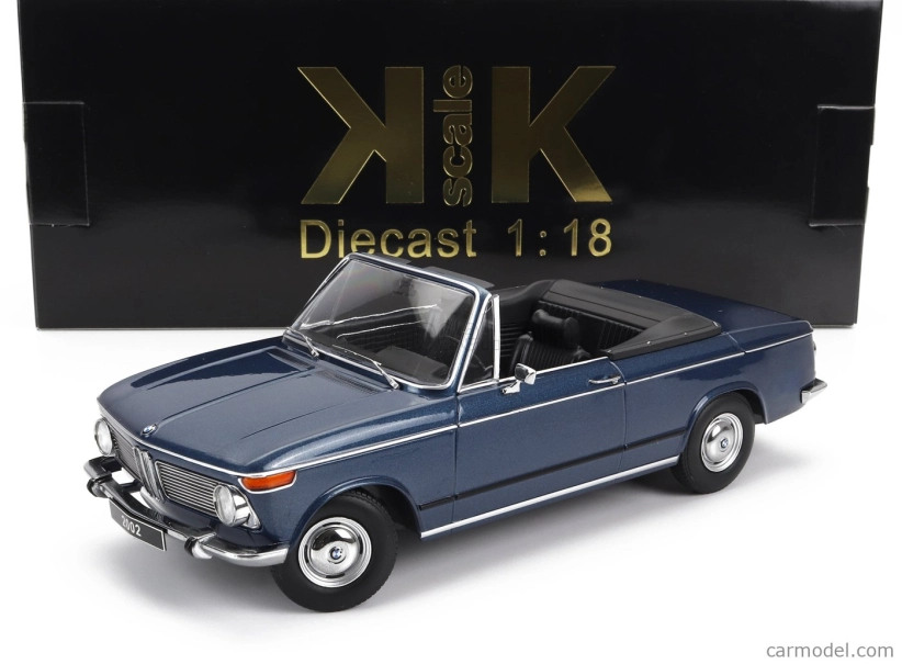 BMW 2002 Cabriolet 1968 v mierke kk - s odnímateľnou mäkkou strechou 1:18 Blue Met