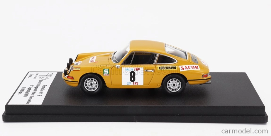 Trofeu Porsche 911s Coupe (nočná verzia) N 8 3rd Rally Tap 1970 Bjorn Waldegaard - Hans Thorszelius 1:43 Žltá