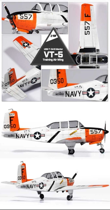 Model Kit lietadlo 12361 - USN T-34B Mentor "VT-5 Training Air Wing" (1:48)