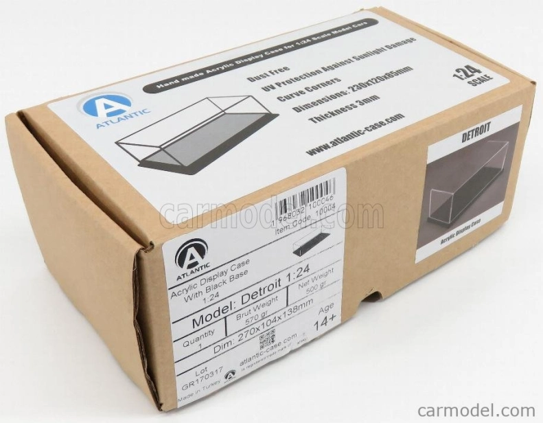 Atlantic Vetrina display box Detroit Base Nera - Black Base - Lungh.lenght Cm 23 X Largh.width Cm 12 X Alt.height Cm 8.5 (altezza Interna 8 Cm ) 1:24 Black - Plastic Display