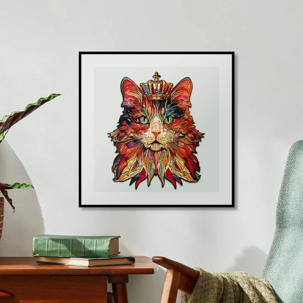 RoboTime Drevené puzzle Cat King