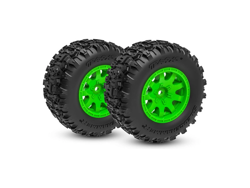 Kolesá Traxxas 2.1/2.6", zelený disk, pneumatiky Sledgehammer (predné) (2)