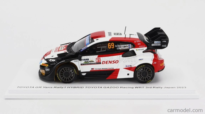 Spark-model Toyota Yaris Gr Hybrid Rally1 Team Toyota Gazoo Racing Wrt N 69 3. Rally Japonsko 2023 Kalle Rovanpera - Jonne Halttunen 1:43 Biela červená čierna