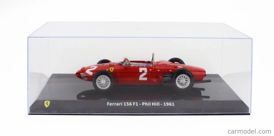 ROZBALENÉ – Edicola Ferrari F1 156 N 2 World Champion Season 1961 Phil Hill – s vitrínou – 1:24 červená