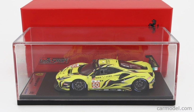 Looksmart Ferrari 488 Gte Evo 3.9l Turbo V8 Team Iron Lynx N 60 24h Le Mans 2022 C.schiavoni - A.balzan - R.giammaria 1:43 Yellow Black