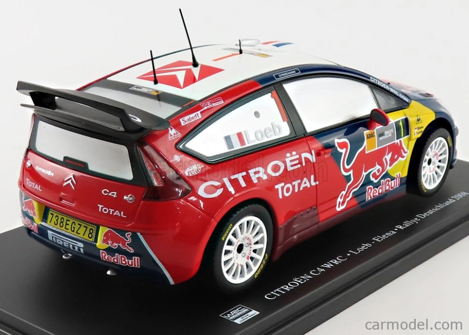 Edicola Citroen C4 Wrc Redbull Total N 1 Rally Deutschland 2008 S.loeb - D.elena 1:24 Červená Modrá Biela