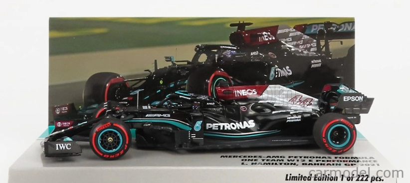 Minichamps Mercedes gp F1 W12 Mercedes M12 Eq Power+ Team Amg Petronas Motorsport Formula One N 44 Winner Bahrain Gp 2021 Lewis Hamilton 1:43 Black Green