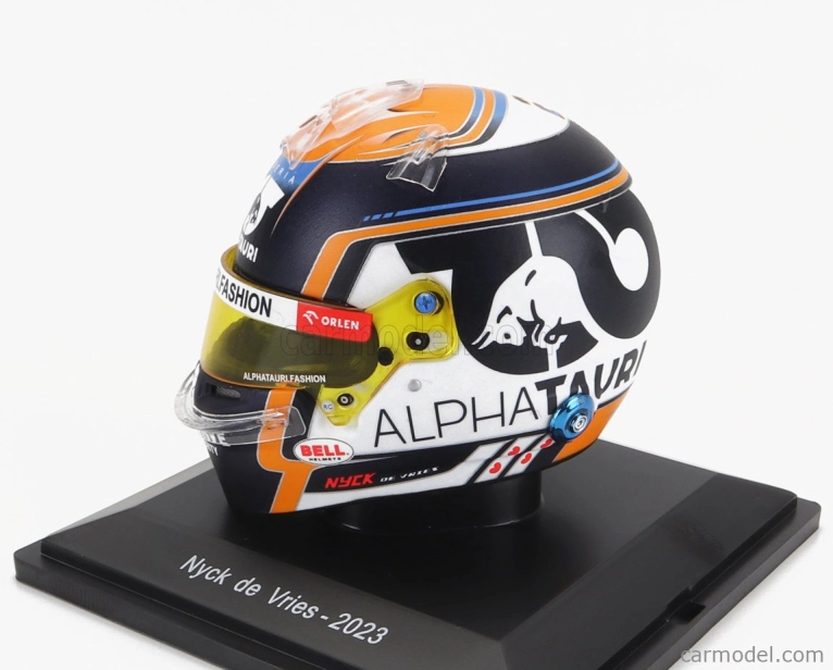 Spark-model Bell helmet F1 Casco Helmet At04 Team Alpha Tauri N 21 Season 2023 Nyck De Vries 1:5 Černá Bílá Žlutá