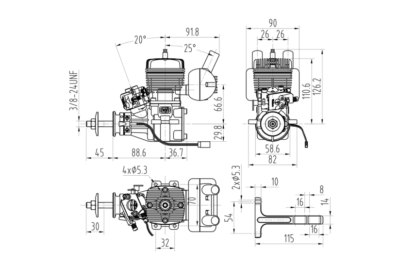 NGH GT35R Dvojtaktný benzínový motor