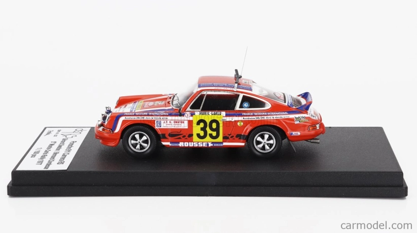 Trofeu Porsche 911 Carrera Rs (night Version) N 39 Rally Montecarlo 1977 Gerard Swaton - Bernard Cordesse 1:43 Orange