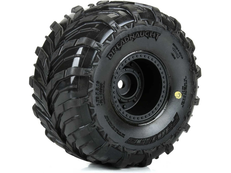 Pro-Line koleso 1:16, pneu Dreadnaught, disk čierny (4): Arrma Gorgon/Quake Grom