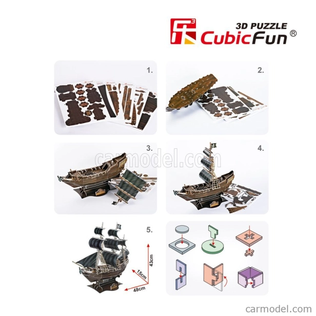 Cubicfun Puzzle Kit 3D In Foam Boat Queen Anne's Revenge Veliero, 155 dílků