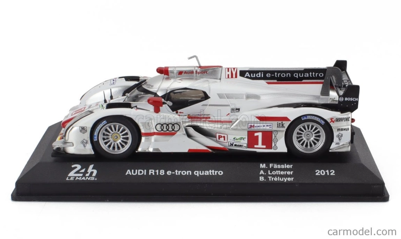 Edicola Audi R18 E-tron Quattro Tdi 3.7l Turbo V6 Hybrid Team Audi Sport Joest N 1 Winner 24h Le Mans 2012 Andre Lotter - Marcel Fassler - Benoit Treluyer 1:43 Bílá Stříbrná Červená