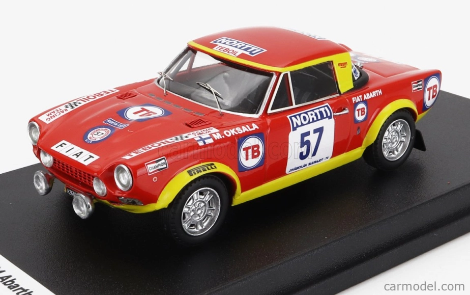 Trofeu Fiat 124 Abarth (night Version) N 57 Rally 1000 Lakes 1974 Marketta Oksala - Terttu Aho 1:43 Červená Žlutá
