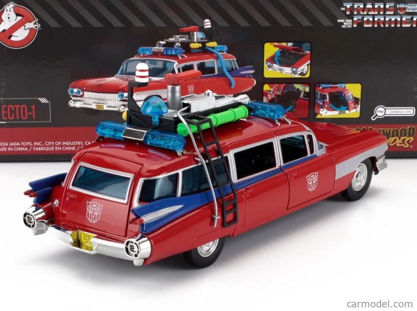 Jada Cadillac Series-62 Ecto-1 Ghostbusters Transformers 1984 1:24 Červená