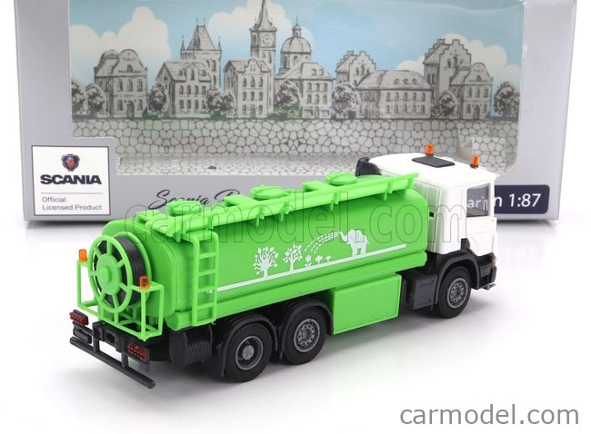 Brekina plast Scania P124.860 Tanker Truck 3-assi 1988 1:87 Zelená Bílá