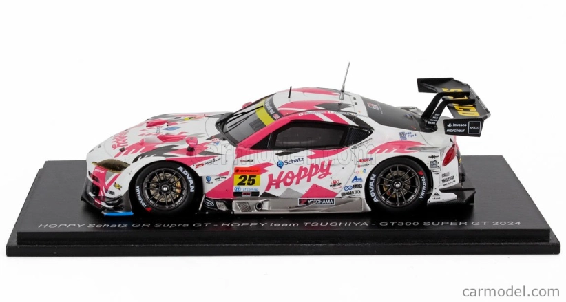 Spark-model Toyota Gr Supra Team Hoppy Schatz N 25 Gt300 Class Super Gt 2024 Togo Sugunami - Takamitsu Matsui - Kimiya Sato 1:43 White Pink