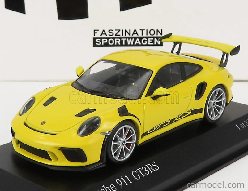Minichamps Porsche 911 991-2 Gt3 Rs Coupe 2018 - Silver Rims 1:43 Závodní Žlutá