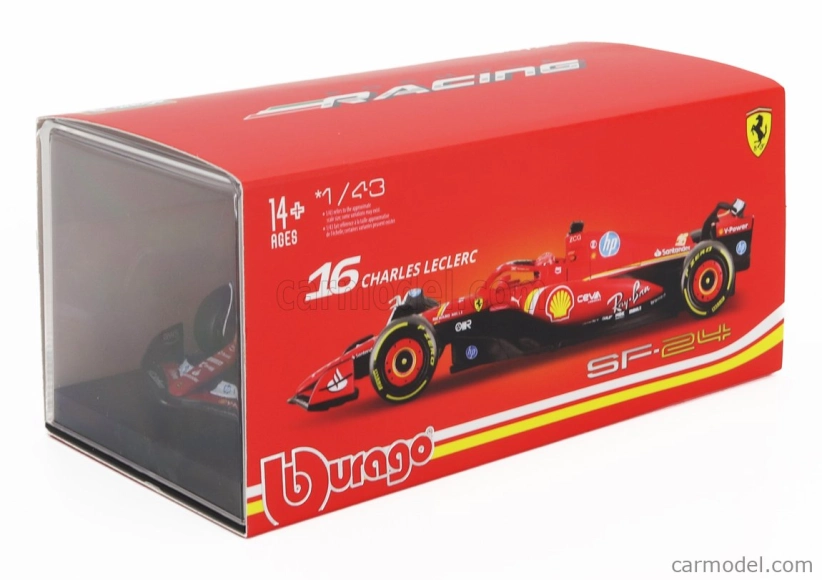 Bburago Ferrari F1 Sf-24 Team Scuderia Ferrari N 16 4th Emilia Romagna Imola Gp 2024 Charles Leclerc – With Pilot And Showcase 1:43 červená čierna