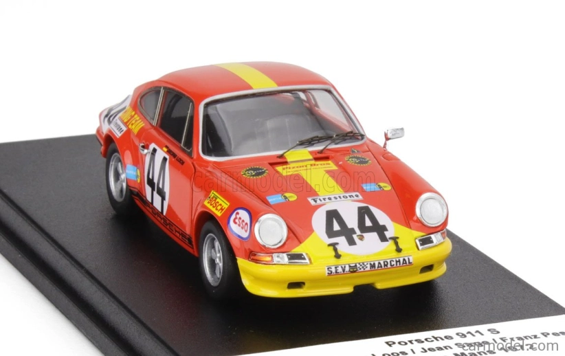 Trofeu Porsche 911s Coupe Team Gelo Racing N 44 24h Le Mans 1972 Georg Loos - Jean Sage - Franz Pesch 1:43 Červená Žlutá