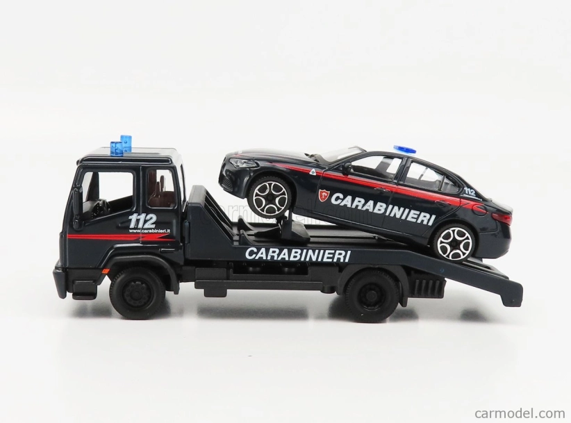 Bburago Truck Soccorso Stradale s Alfa Romeo Giulia Carabinieri 2015 – Carro Attrezzi – Wrecker Road Service 1:43 Blue