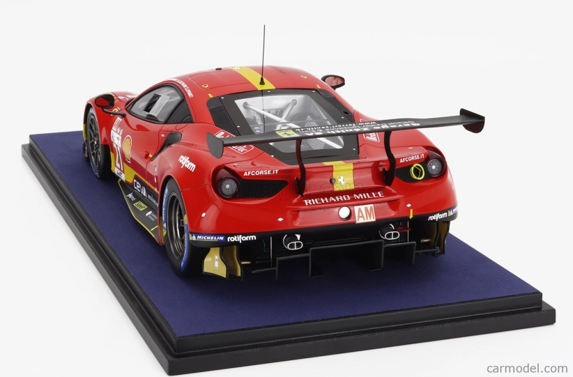 Looksmart Ferrari 488 Gte Evo 3.9l Turbo V8 Team Af Corse N 21 24h Le Mans 2023 Simon Mann - Ulysse De Pauw - Julien Piguet 1:18 Červená Žlutá