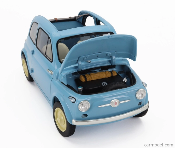 Kyosho Fiat 500 D Cabriolet Open 1960 1:18 Celeste Crociera - Světle Modrá