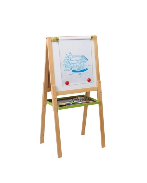 Jeujura Dřevěná multifunkční tabule 54x54 cm s rolí papíru