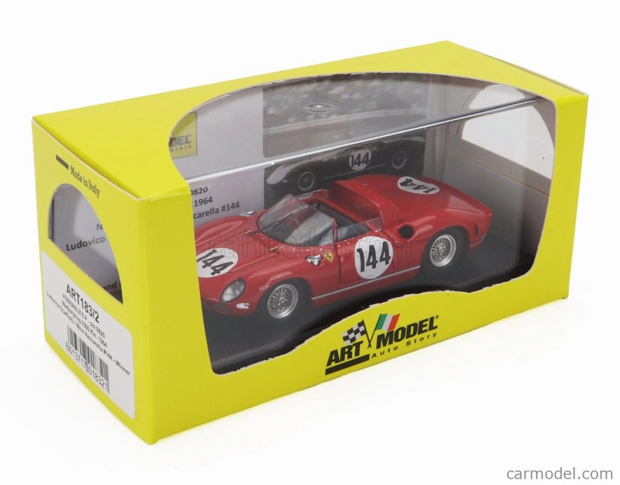 Umelecký model Ferrari 275p Spider Ch.0820 N 144 Víťaz 1000km Nurburgring 1964 Ludovico Scarfiotti - Nino Vaccarella 1:43 Červená