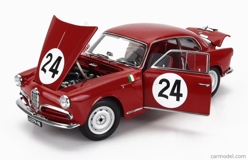 Kyosho Alfa romeo Giulietta Sv Sprint Veloce N 24 Targa Florio 1958 N.todaro - R.barbato 1:18 Red