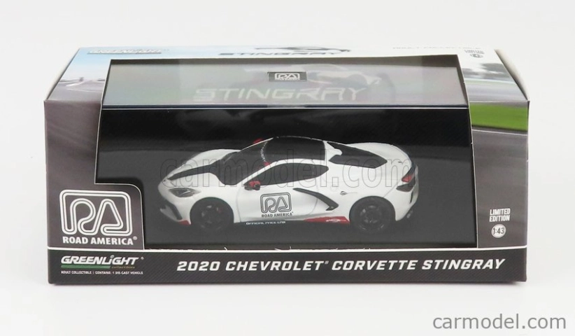 Greenlight Chevrolet Corvette C8 Official Pace Car Road America 2020 1:43 Biela