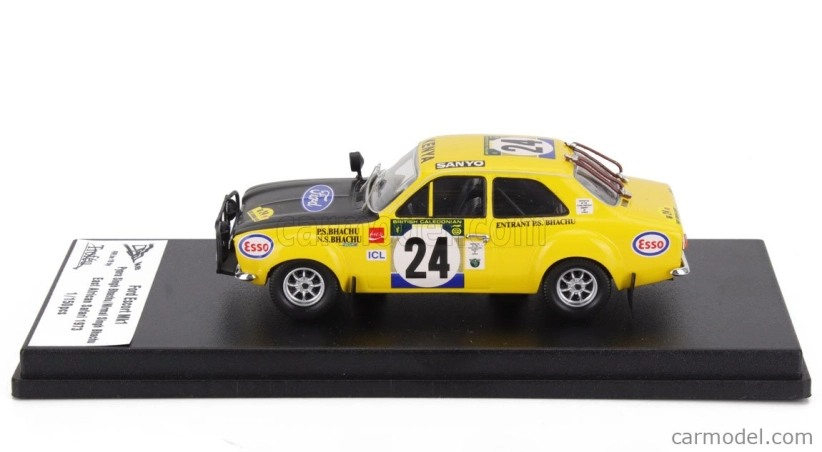 Trofeu Ford england Escort Mk1 (night Version) N 24 Rally East African Safari 1973 Pyara Singh Bhachu - Nirmal Singh Bhachu 1:43 Žlutá Černá