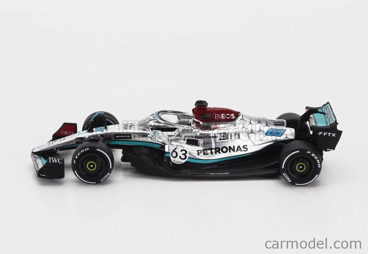 Tarmac Mercedes gp F1 W13e Team Mercedes-amg Petronas F1 N 63 4th Belgium Gp 2022 George Russell 1:64 Stříbrná Zelená