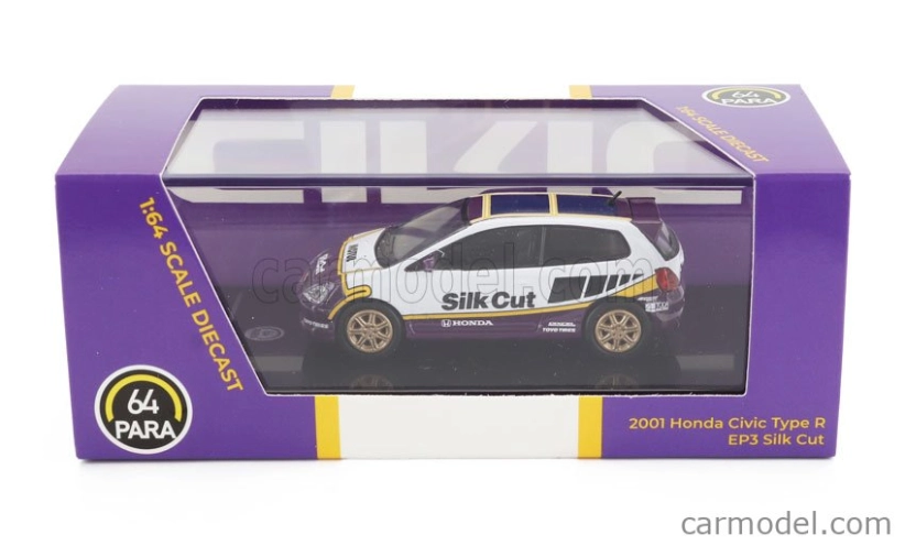 Paragon-models Honda Civic Type R Ep3 Silk Cut Racing 2001 1:64 Bílá Fialová