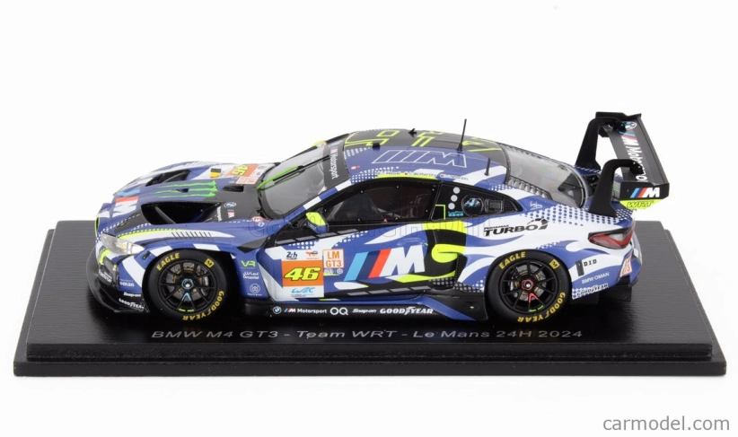 Spark-model BMW 4-series M4 Gt3 Team Wrt N 46 24h Le Mans 2024 Valentino Rossi - Maxime Martin - Ahmad Al Harthy 1:43 Modrá Bílá Černá