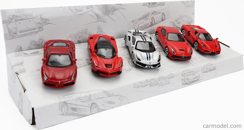 Bburago Ferrari Set 5x 488 Gtb – Enzo – 488 Pista – F-12 Berlinetta – Laferrari 1:64