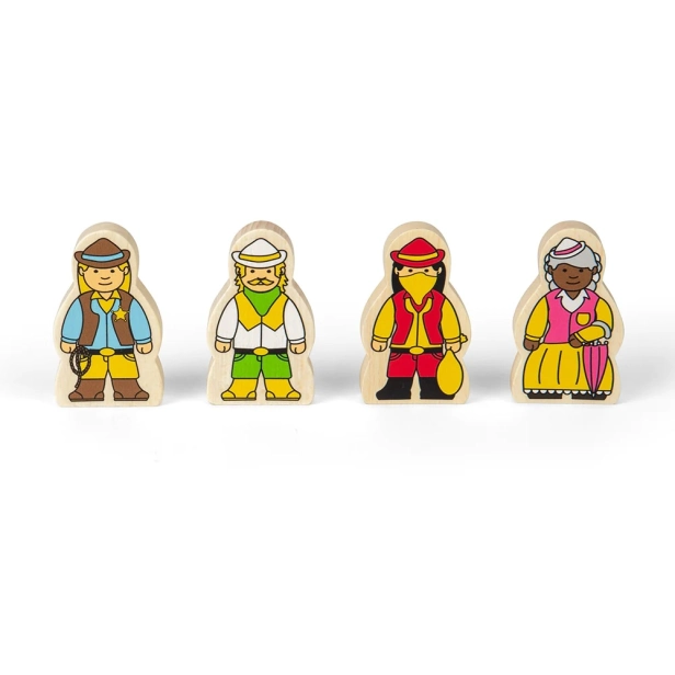 Bigjigs Rail Drevená vláčiková dráha Divoký západ 62 kusov