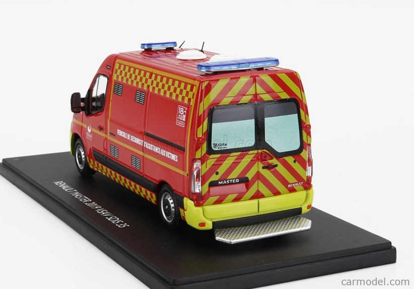 Eligor Renault Master Van Vsav Sdis 35 Vehicule De Secours Et D'assistance Aux Victimes Sapeurs Pompiers 2019 1:43 Červeno-žltá