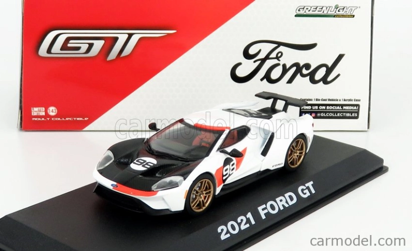 Greenlight Ford usa Gt N 98 2021 - Tribute 24h Daytona K.miles L.ruby 1966 1:43 White Carbon Red