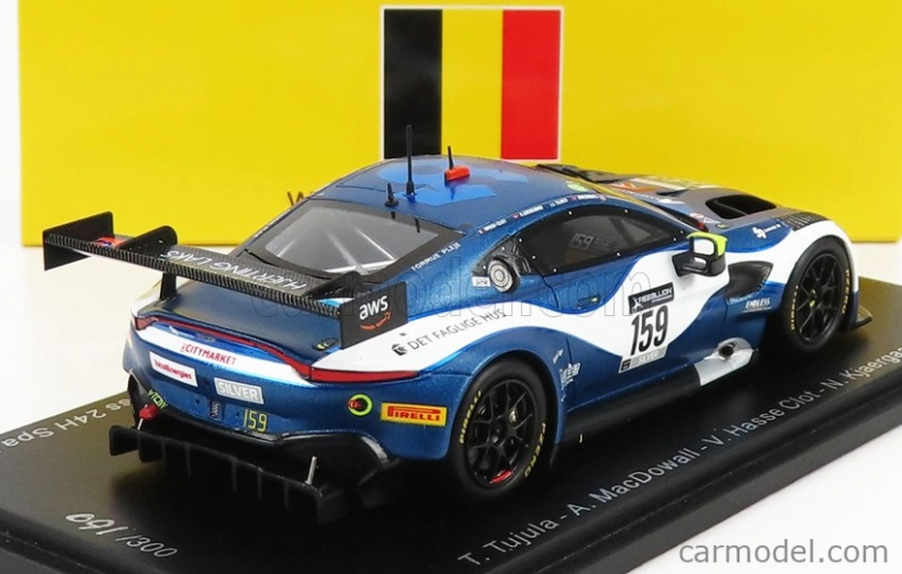 Spark-model Aston martin Vantage Amr Gt3 Team Garge 59 N 159 3rd Silver Class 24h Spa 2021 T.tujula - A.macdowall - N.kjaergaard 1:43 Modrá Bílá