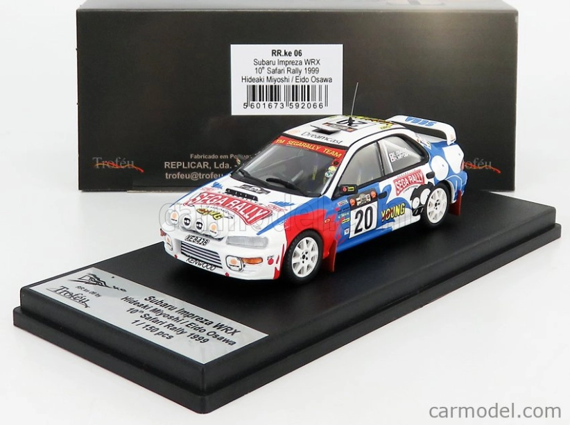 Trofeu Subaru Impreza Wrx (nočná verzia) N 20 Rally Safari 1999 H.miyoshi - E.osawa 1:43 Biela červená svetlomodrá