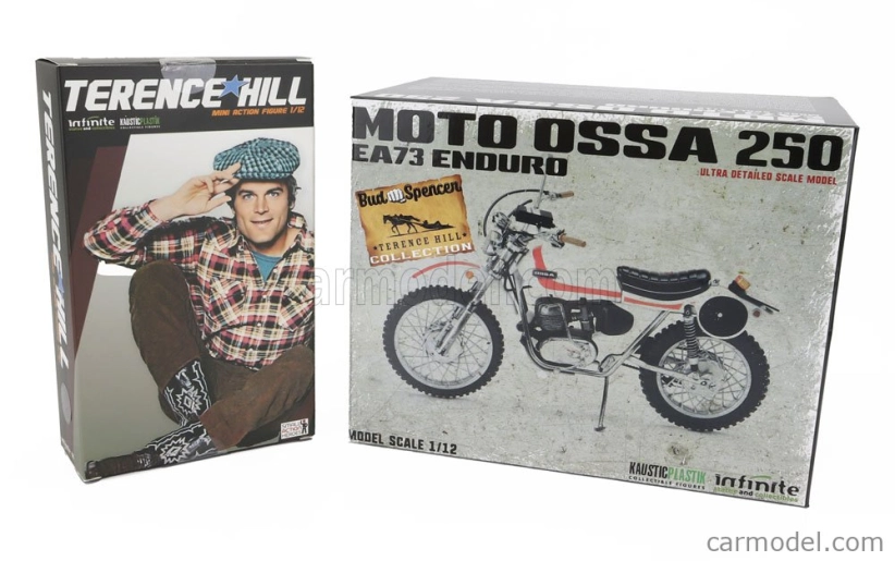 Clc-models Ossa 250 Ae73 Enduro 1973 With Terence Hill Small Action Figure - From Movie - Altrimenti Ci Arrabbiamo - Tv Series - Motorcycle 1:12 White