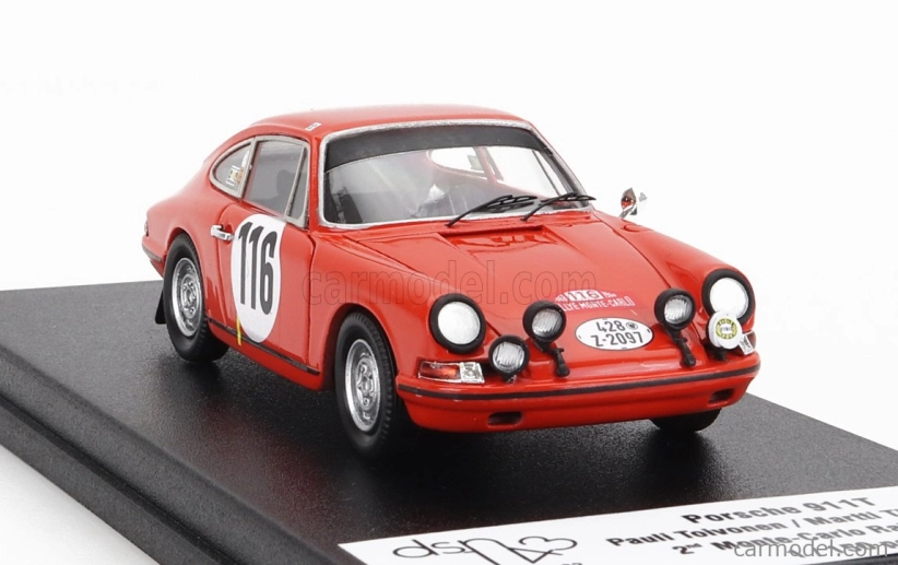 Trofeu Porsche 911t Coupe (night Version) N 116 2nd Rally Montecarlo 1968 P.toivonen - M.tiukkanen - 1:43 Orange