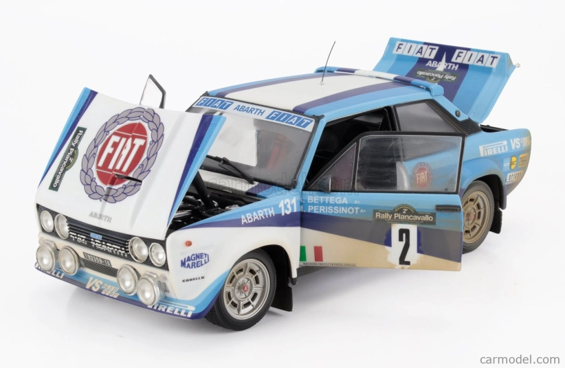Kyosho Fiat 131 Abarth (dirty And Night Version) N 2 4th Rally Piancavallo 1981 Attilio Bettega - Maurizio Perissinot 1:18 Bílá 2 Tóny Modrá