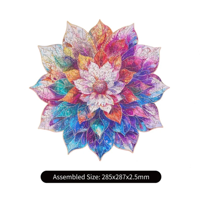 RoboTime Dřevěné puzzle Květinová mandala - poškozený obal