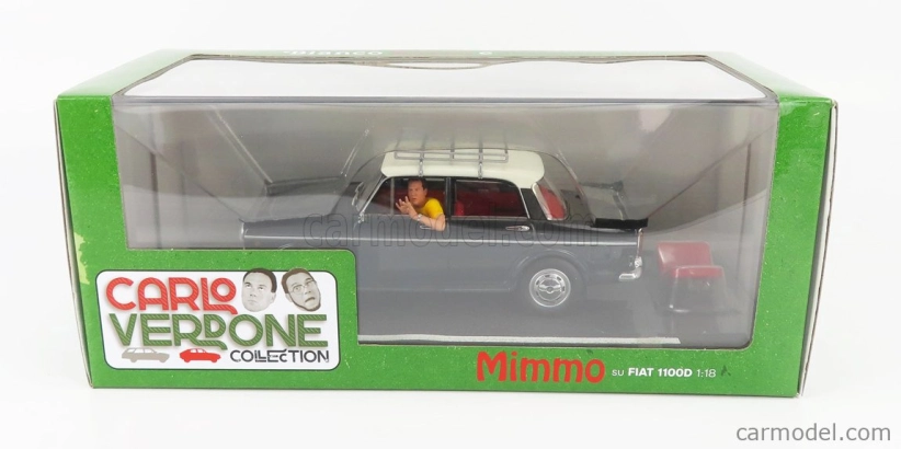Clc-models Fiat 1100d s figúrkou Mimmo (carlo Verdone) 1981 Bianco Rosso E Verdone Movie 1:18 Grey