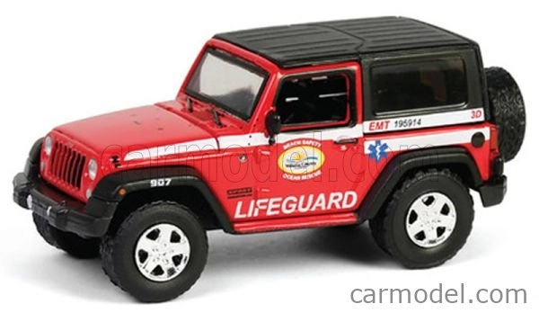 Greenlight Jeep Wrangler Plavčík Florida Beach 2011 1:64 Červená biela