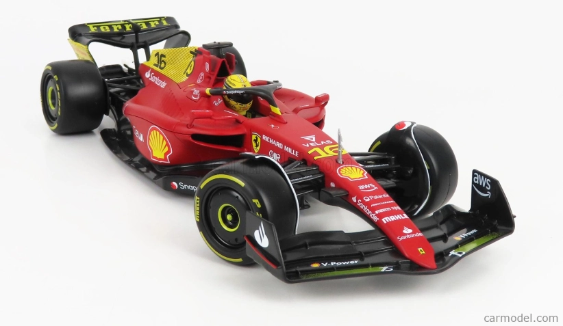 Bburago Ferrari F1-75 Scuderia Ferrari N 16 2022 Charles Leclerc 1:18, červená
