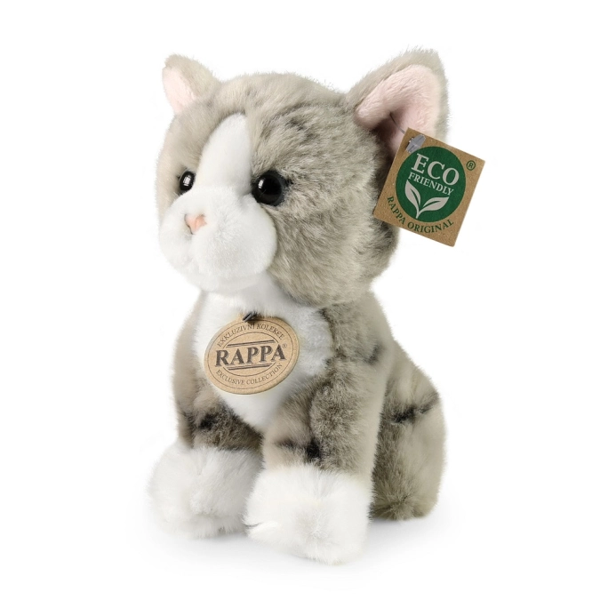 Rappa Plyšová mačka sivá 18 cm ECO-FRIENDLY