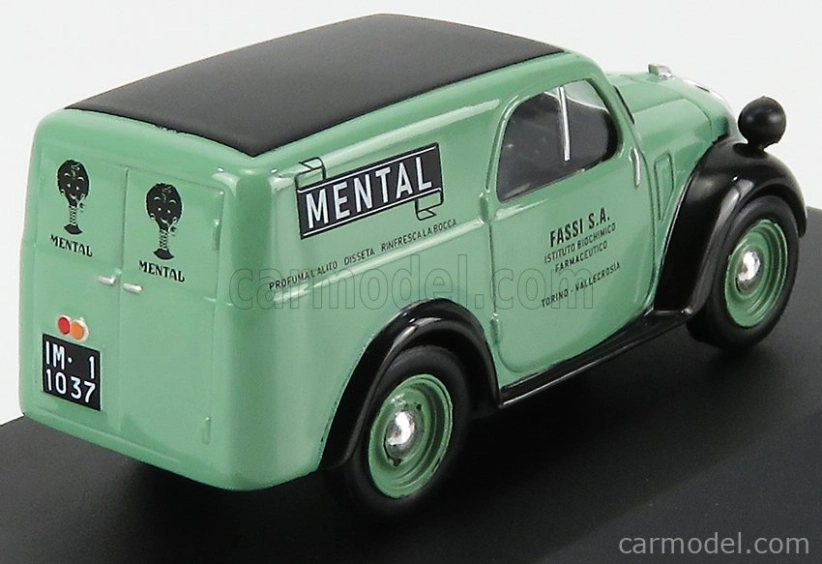 Edicola Fiat 500a Furgoncino Van Mental 1953 1:43 svetlozelená čierna